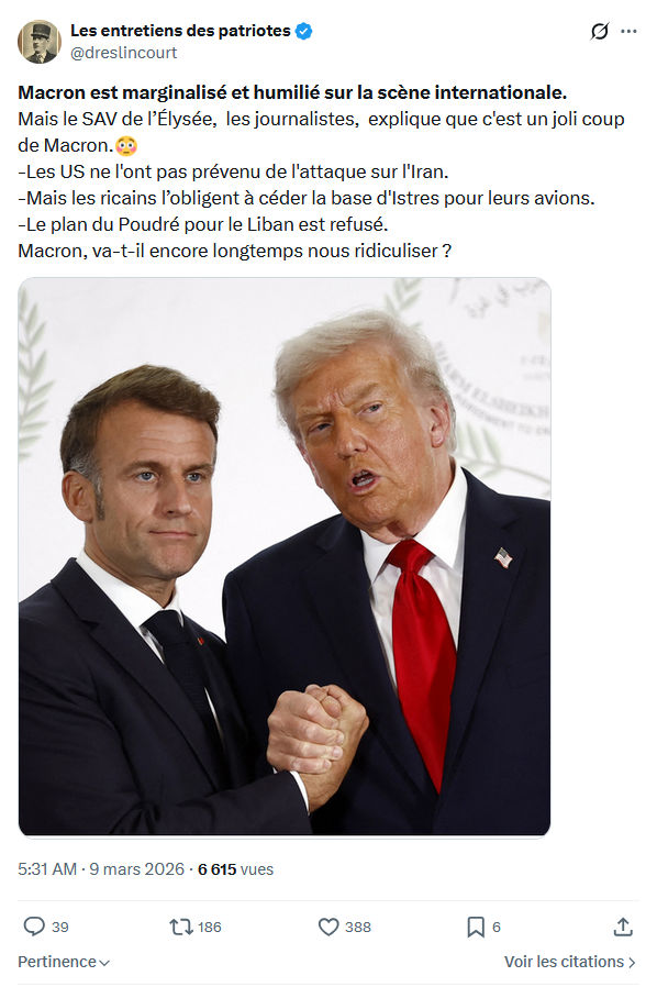 Marquis de Dreslincourt: Macron est marginalisé et humilié sur la scène internationale...