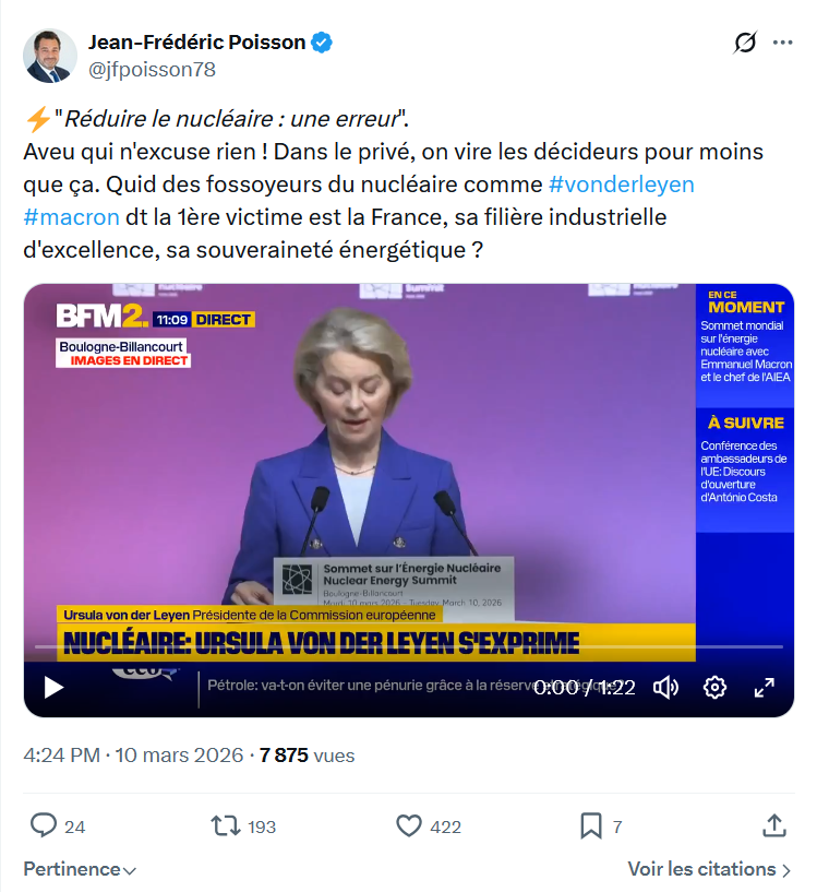 Jean-Frédéric Poisson: "Réduire le nucléaire : une erreur"...