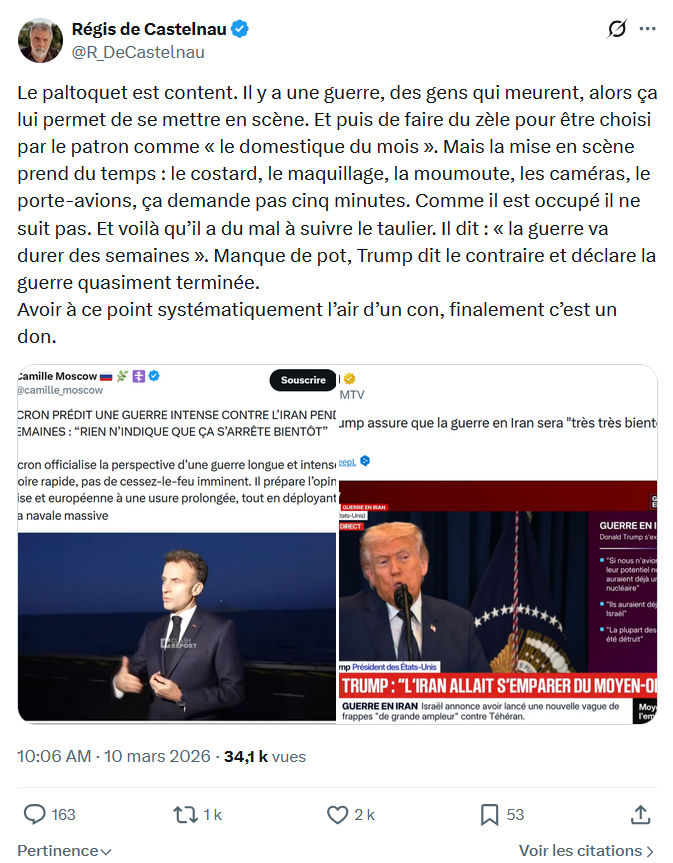 Régis de Castelnau: Le paltoquet est content...