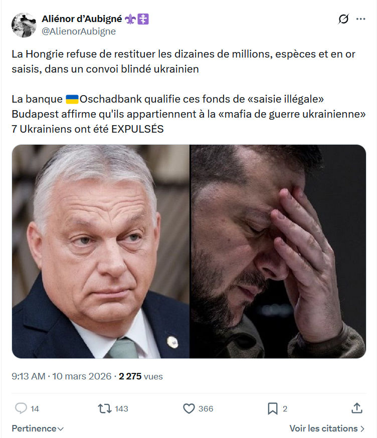 Aliénor d' Aubigné: La Hongrie refuse de restituer les dizaines de millions...