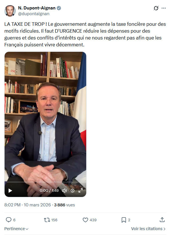 Nicolas Dupont-Aignan: LA TAXE DE TROP...