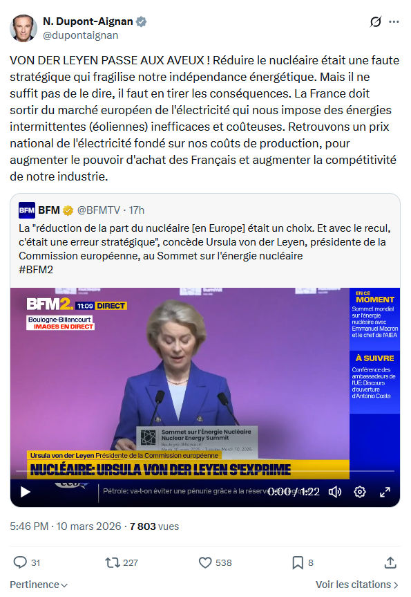 Nicolas Dupont-Aignan: VON DER LEYEN PASSE AUX AVEUX...