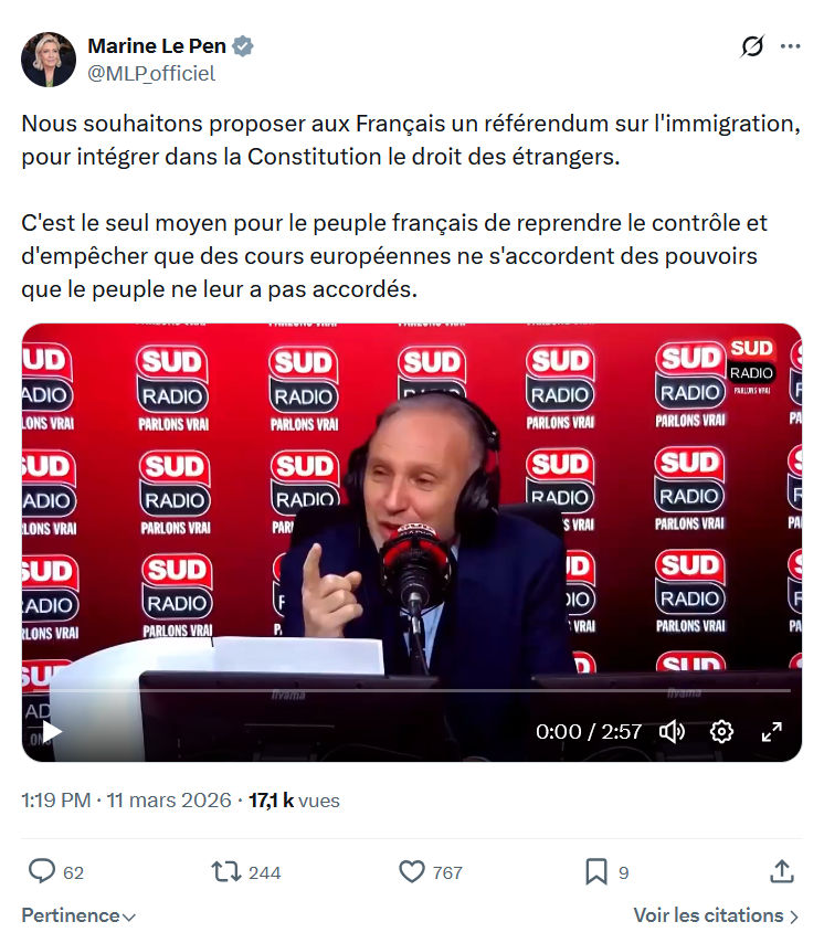 Marine Le Pen: Nous souhaitons proposer aux Français...