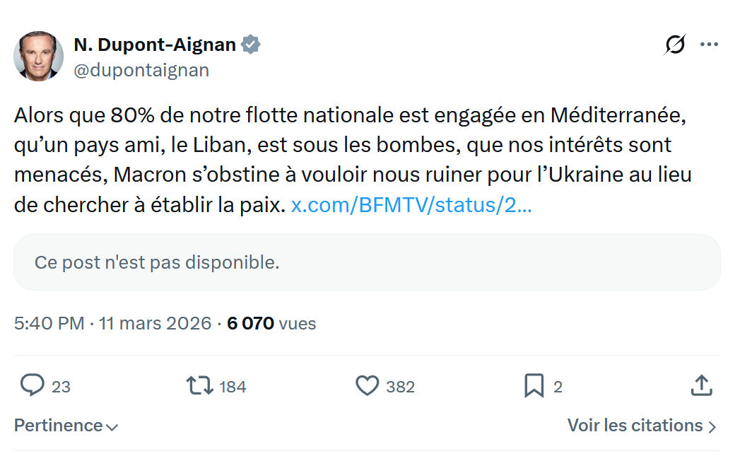 Nicolas Dupont-Aignan: Alors que 80% de notre flotte nationale...