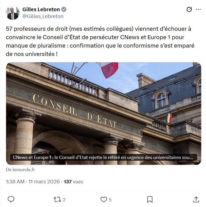 Gilles Lebreton: 57 professeurs de droit...