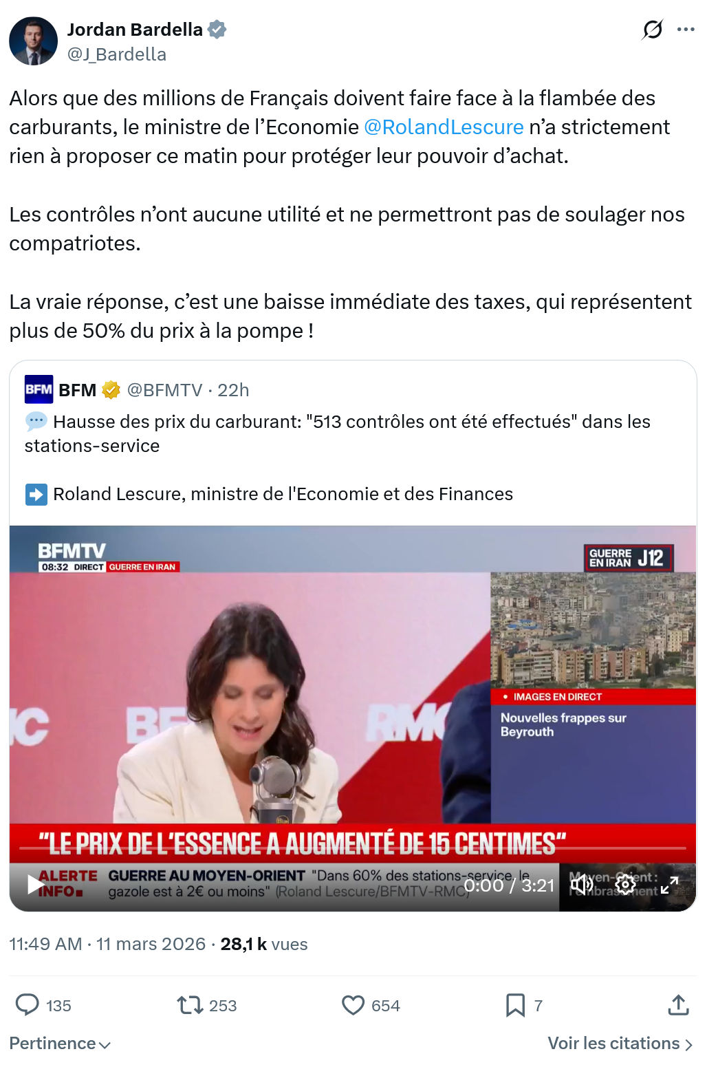 Jordan Bardella: Alors que des millions de Français...
