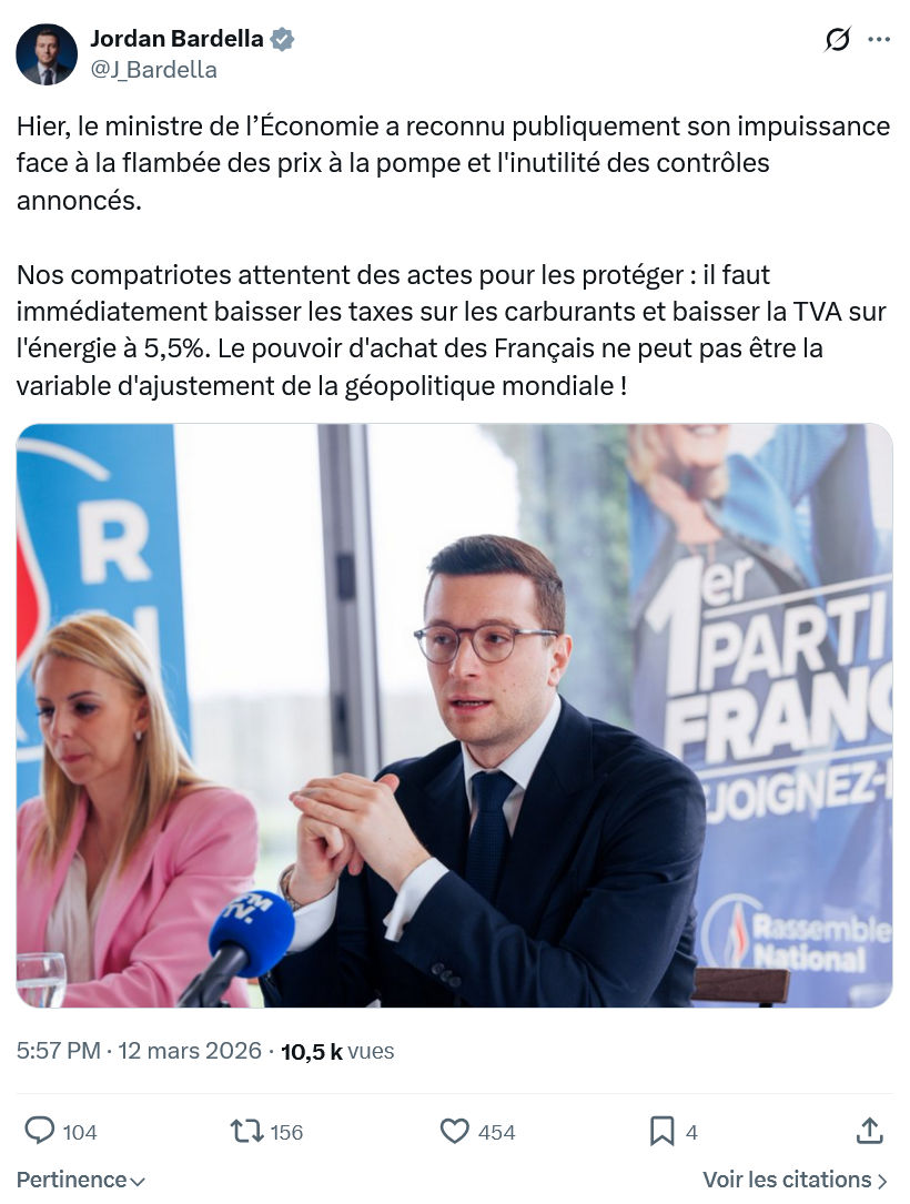 Jordan Bardella: Hier, le ministre de l’Économie a reconnu...