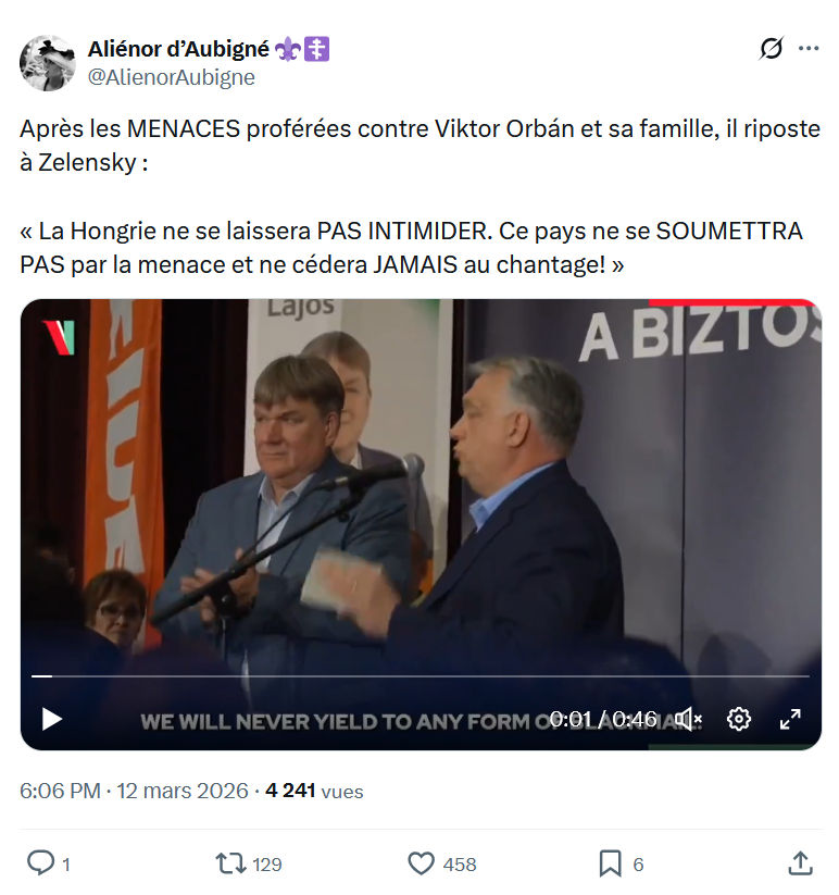 Aliénor d' Aubigné: Après les MENACES proférées contre Viktor Orbán...