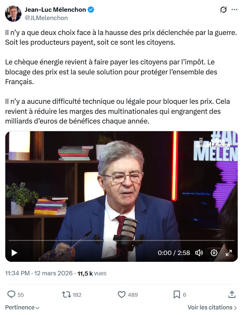 Jean-Luc Mélenchon: Il n’y a que deux choix face...