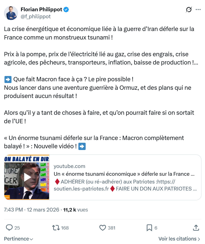 Florian Philippot: La crise énergétique et économique...