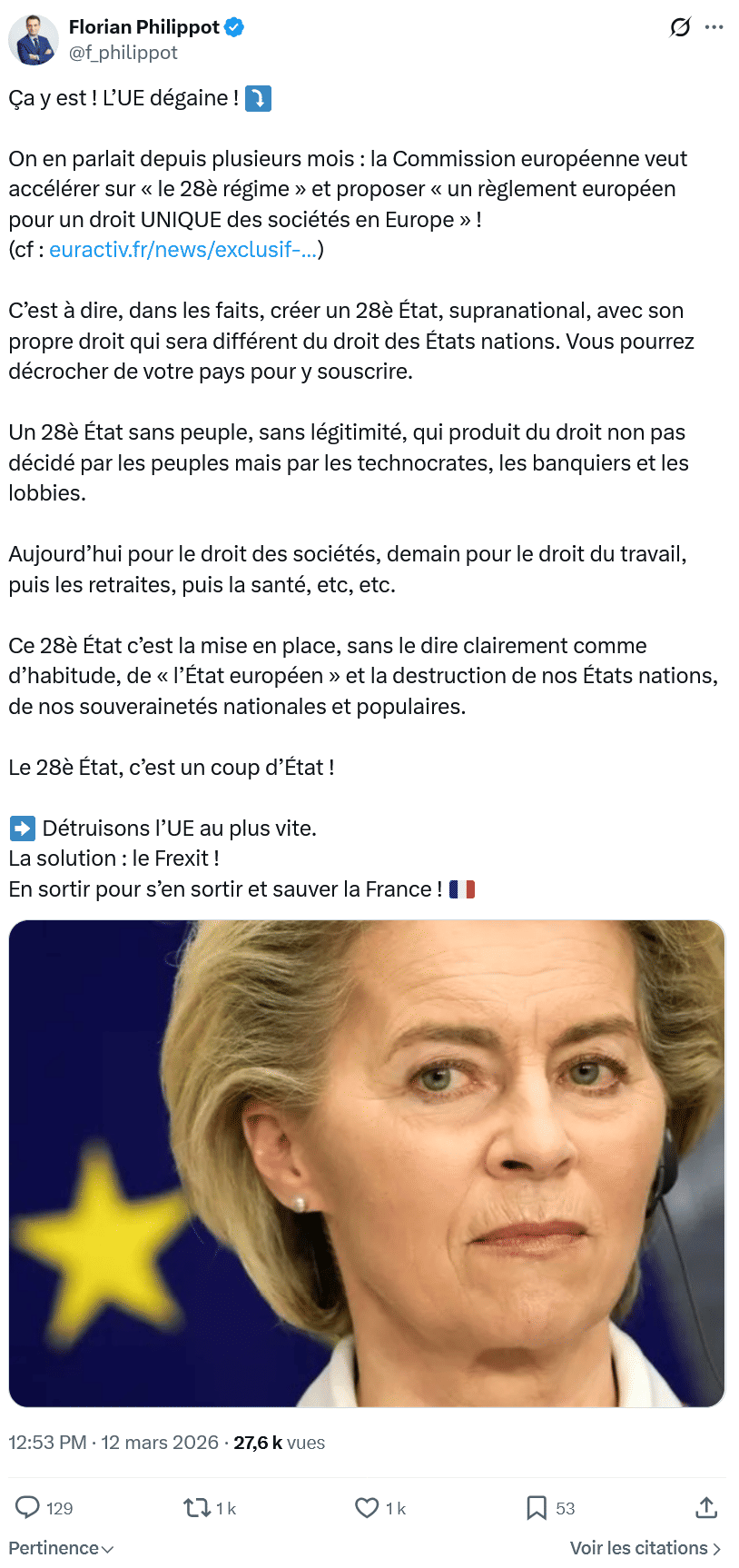 Florian Philippot: Ça y est ! L’UE dégaine !...