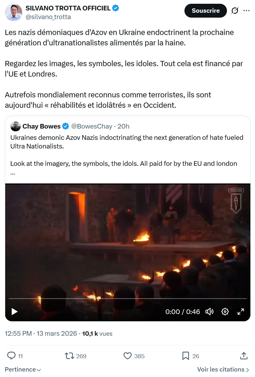 Silvano Trotta: Les nazis démoniaques d'Azov en Ukraine...