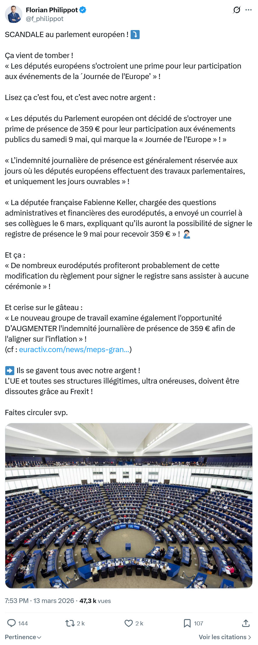 Florian Philippot: SCANDALE au parlement européen...