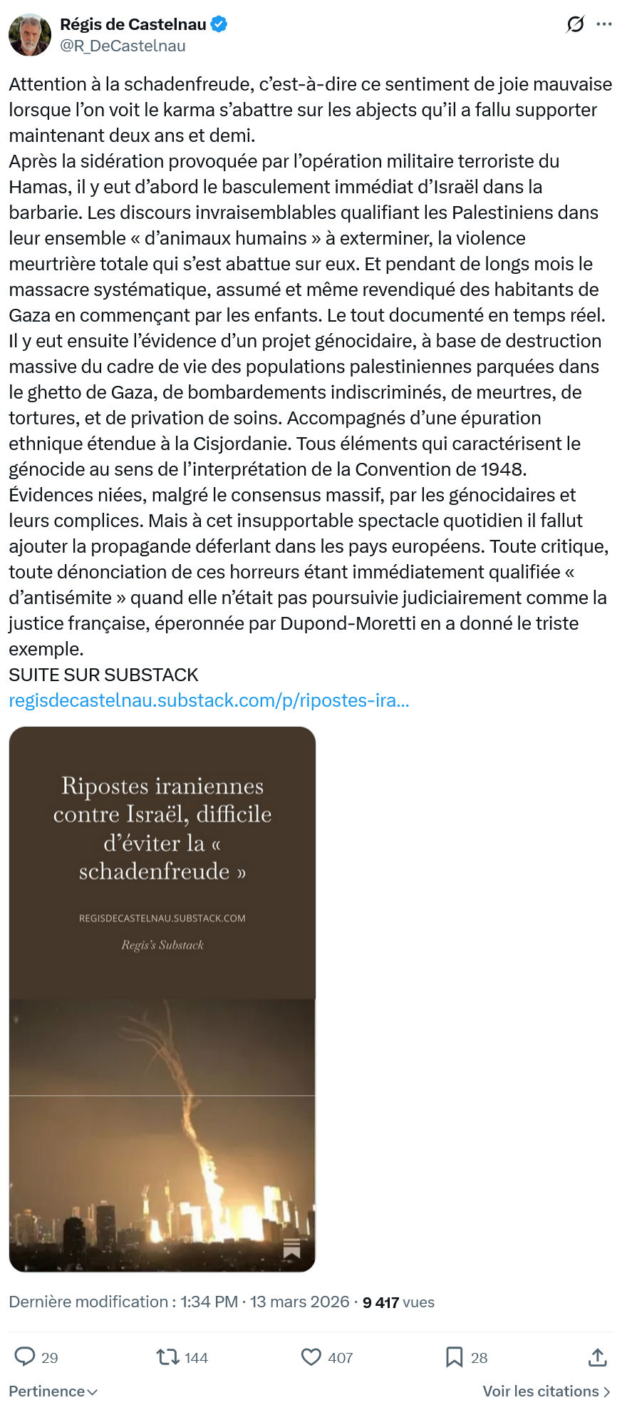 Régis de Castelnau: Attention à la schadenfreude…