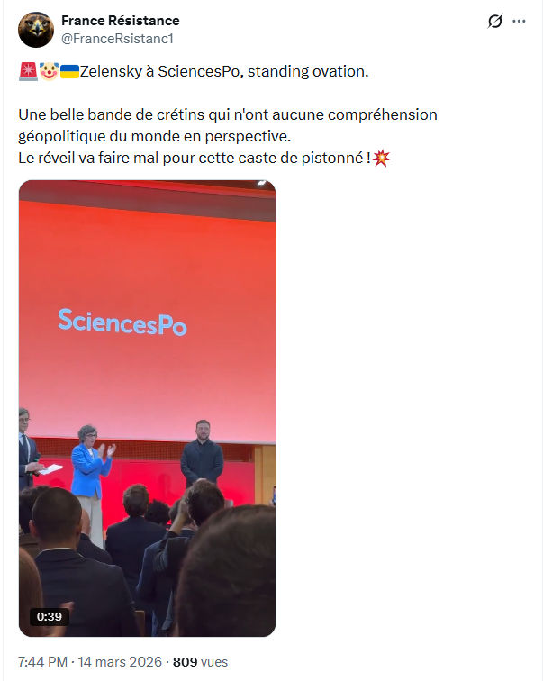 France Résistance: Zelensky à SciencesPo, standing ovation…