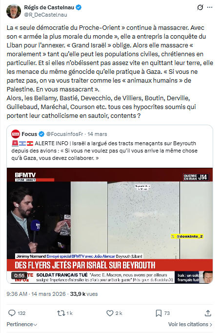 Régis de Castelnau: La « seule démocratie du Proche-Orient »…