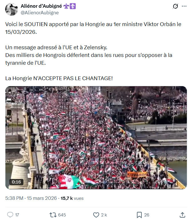 Aliénor d' Aubigné: Voici le SOUTIEN apporté par la Hongrie…