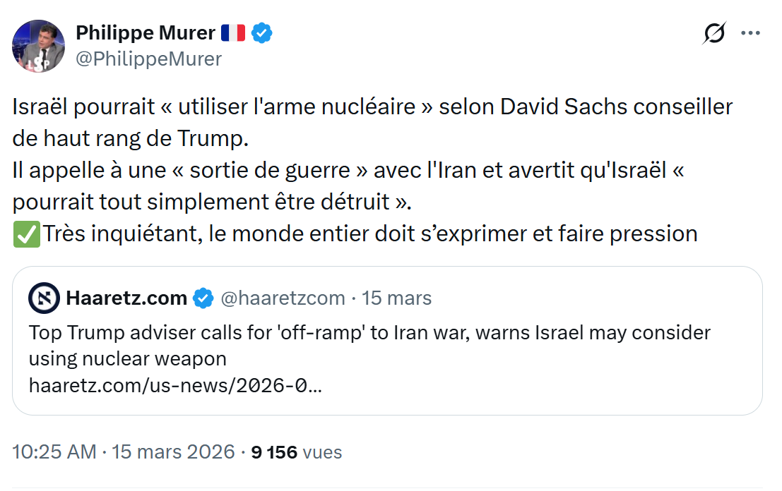 Philippe Murer: Israël pourrait « utiliser l'arme nucléaire »…