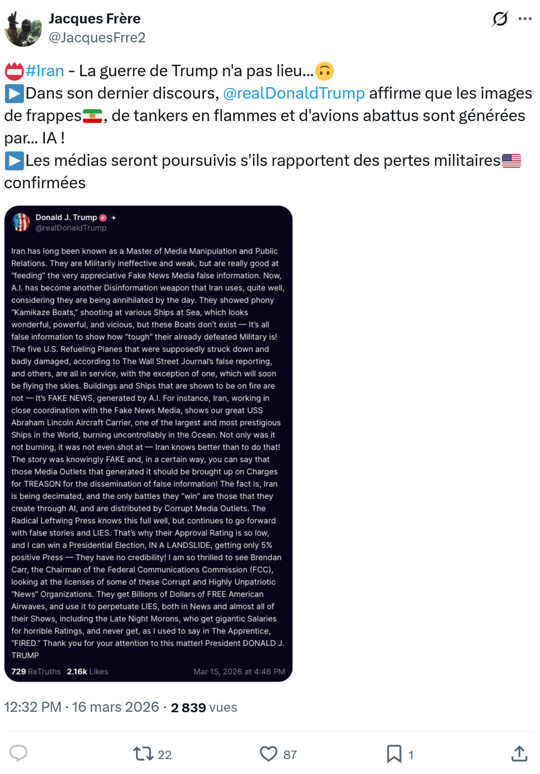 Jacques Frère: #Iran - La guerre de Trump n'a pas lieu…