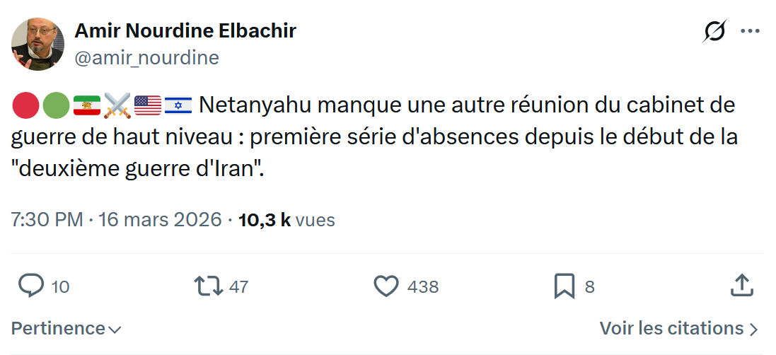 Amir Nourdine Elbachir: Netanyahu manque une autre réunion…