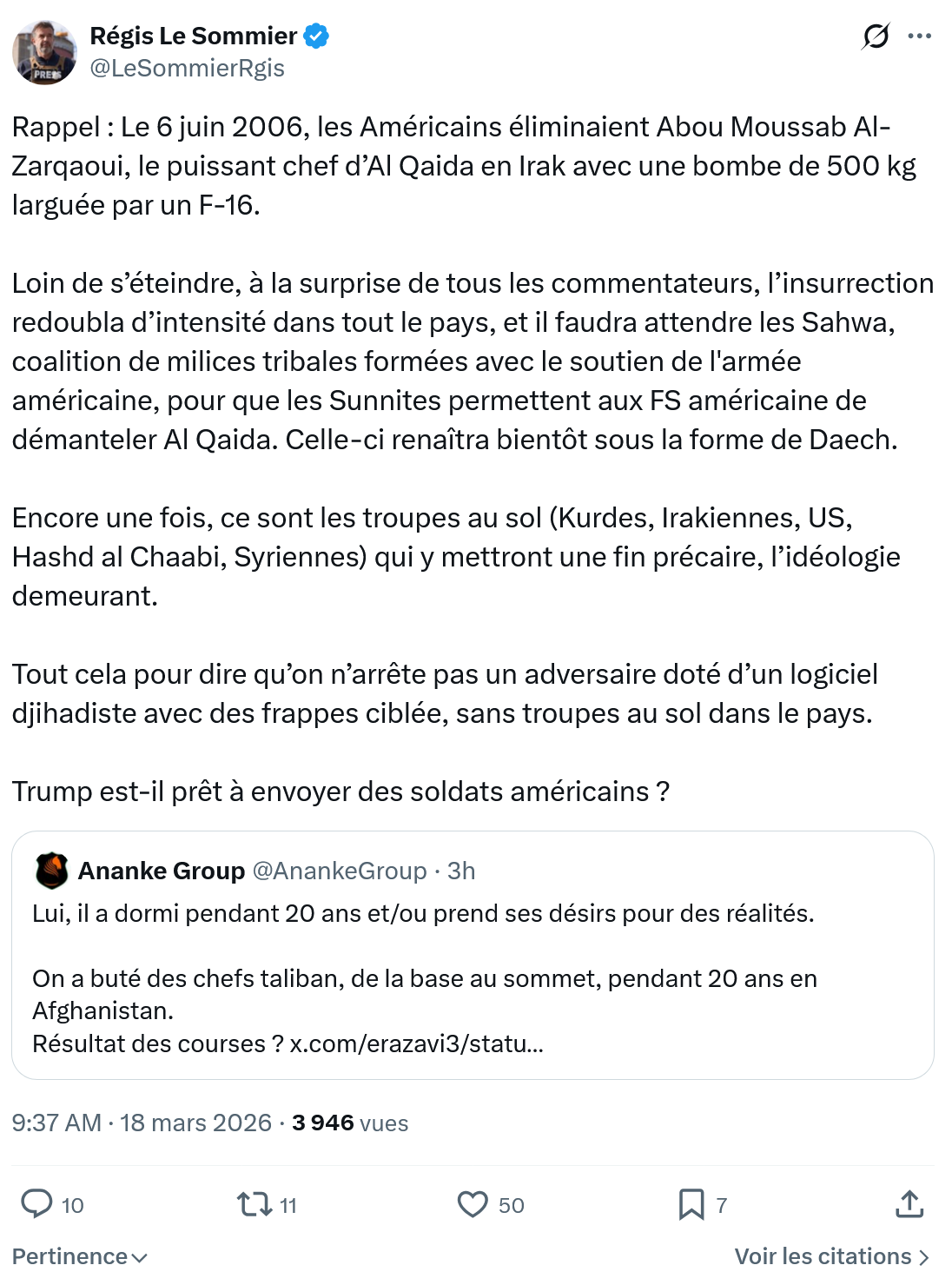 Régis le Sommier: Rappel : Le 6 juin 2006, les Américains…