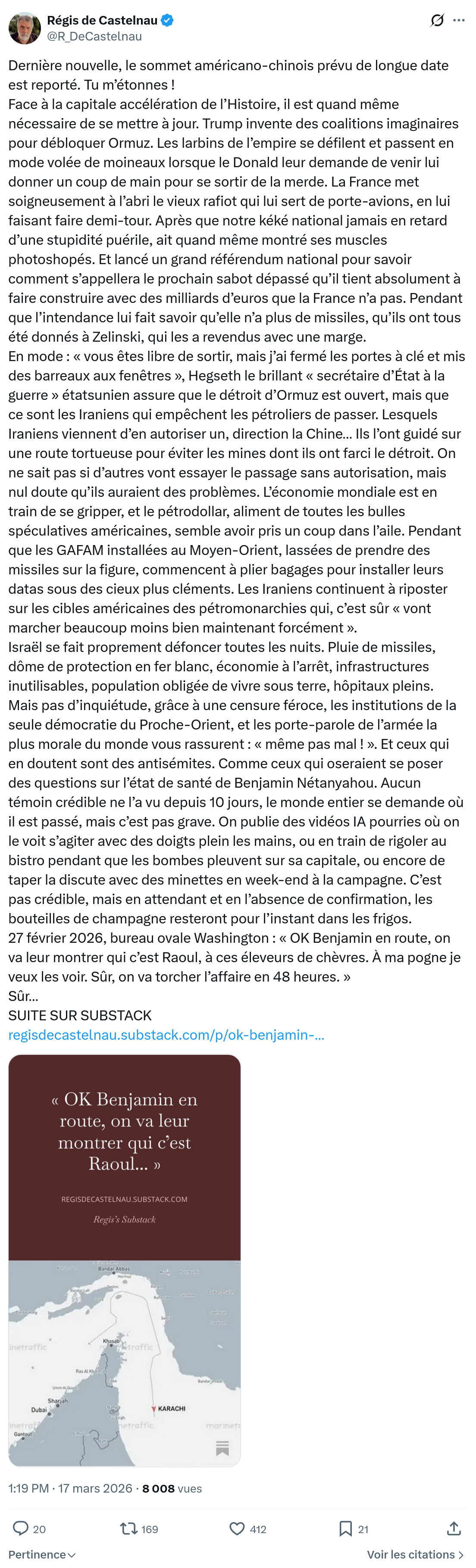 Régis de Castelnau: Dernière nouvelle, le sommet américano-chinois prévu…