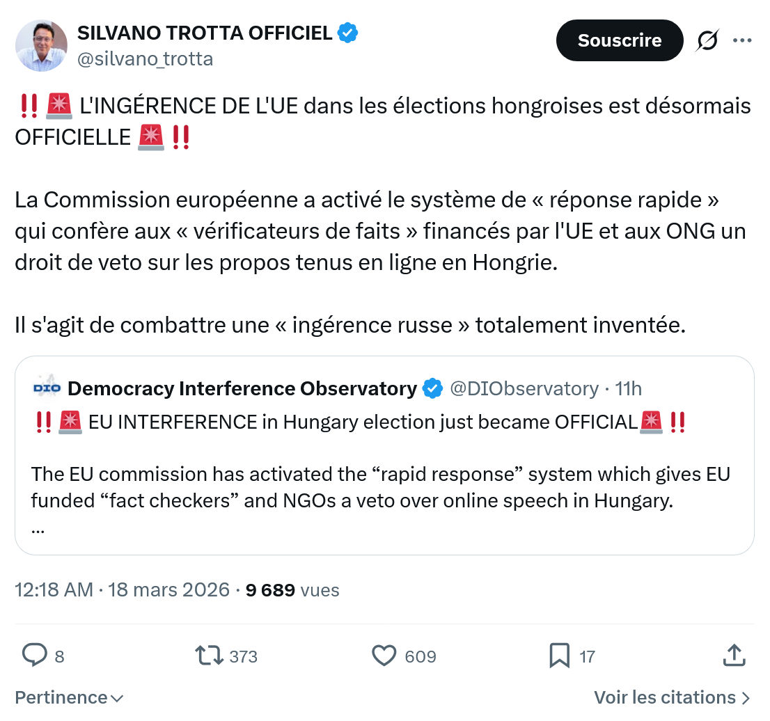 Silvano Trotta: L'INGÉRENCE DE L'UE dans les élections…