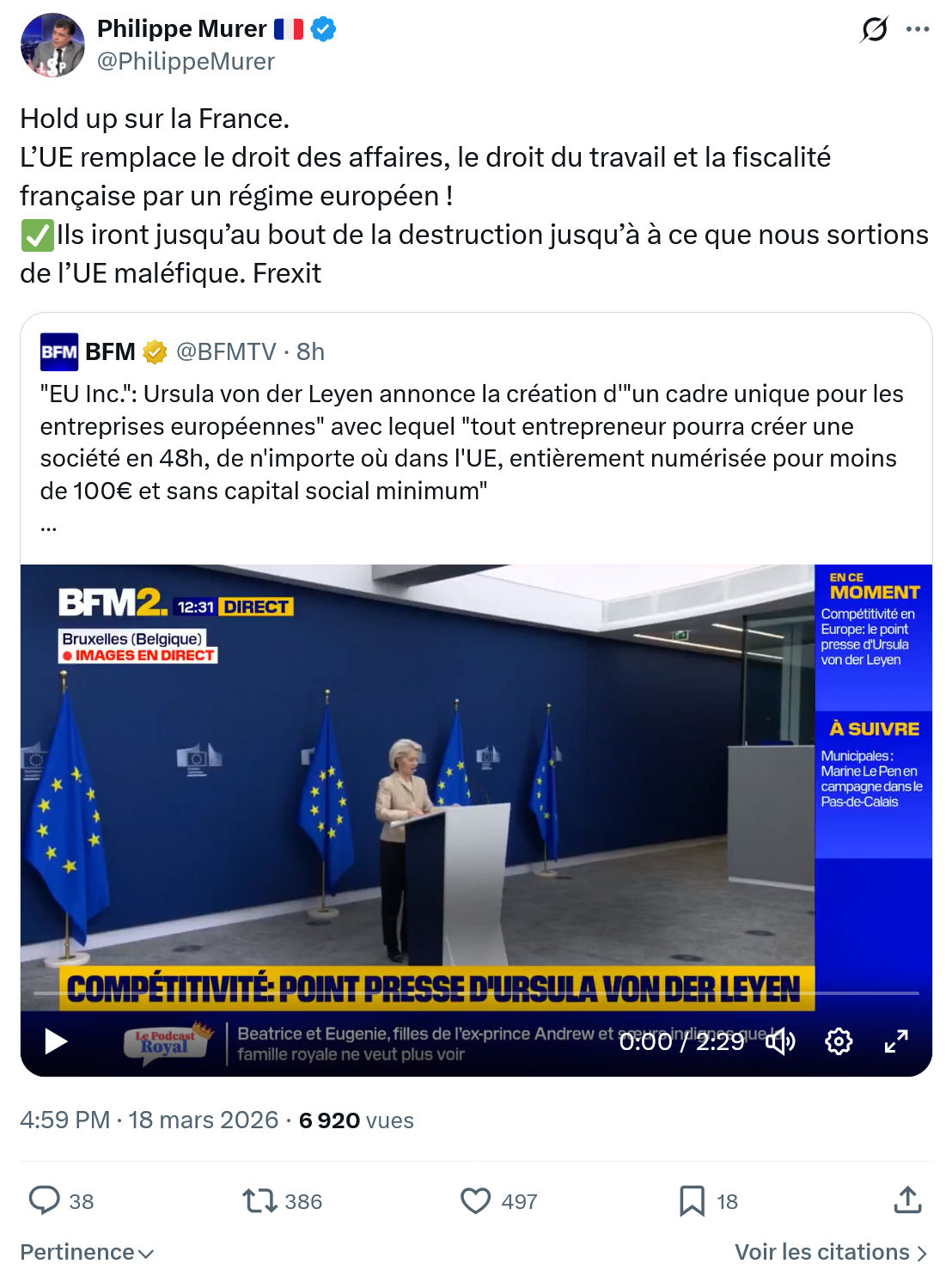 Philippe Murer: Hold up sur la France…