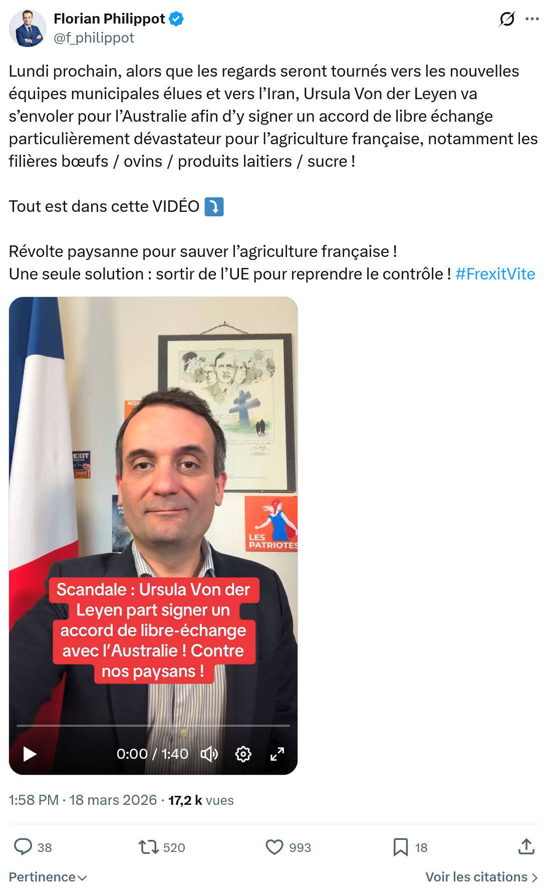 Florian Philippot: Lundi prochain, alors que les regards…
