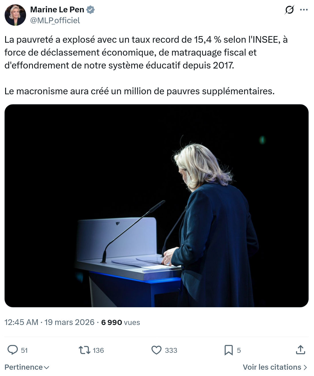 Marine Le Pen: La pauvreté a explosé...