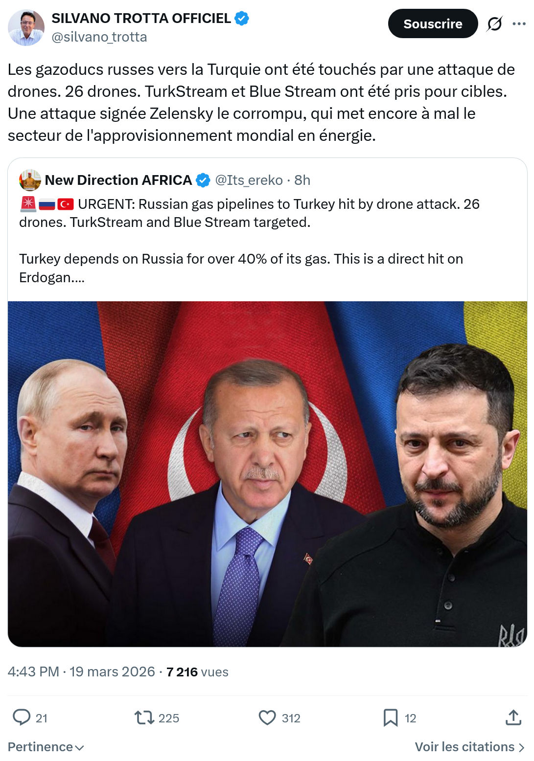 Silvano Trotta: Les gazoducs russes vers la Turquie…