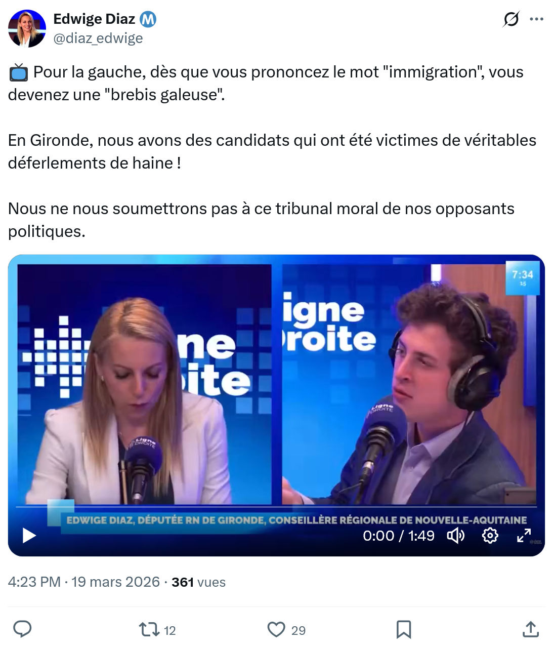 Edwige Diaz: Pour la gauche, dès que vous prononcez le mot "immigration"…