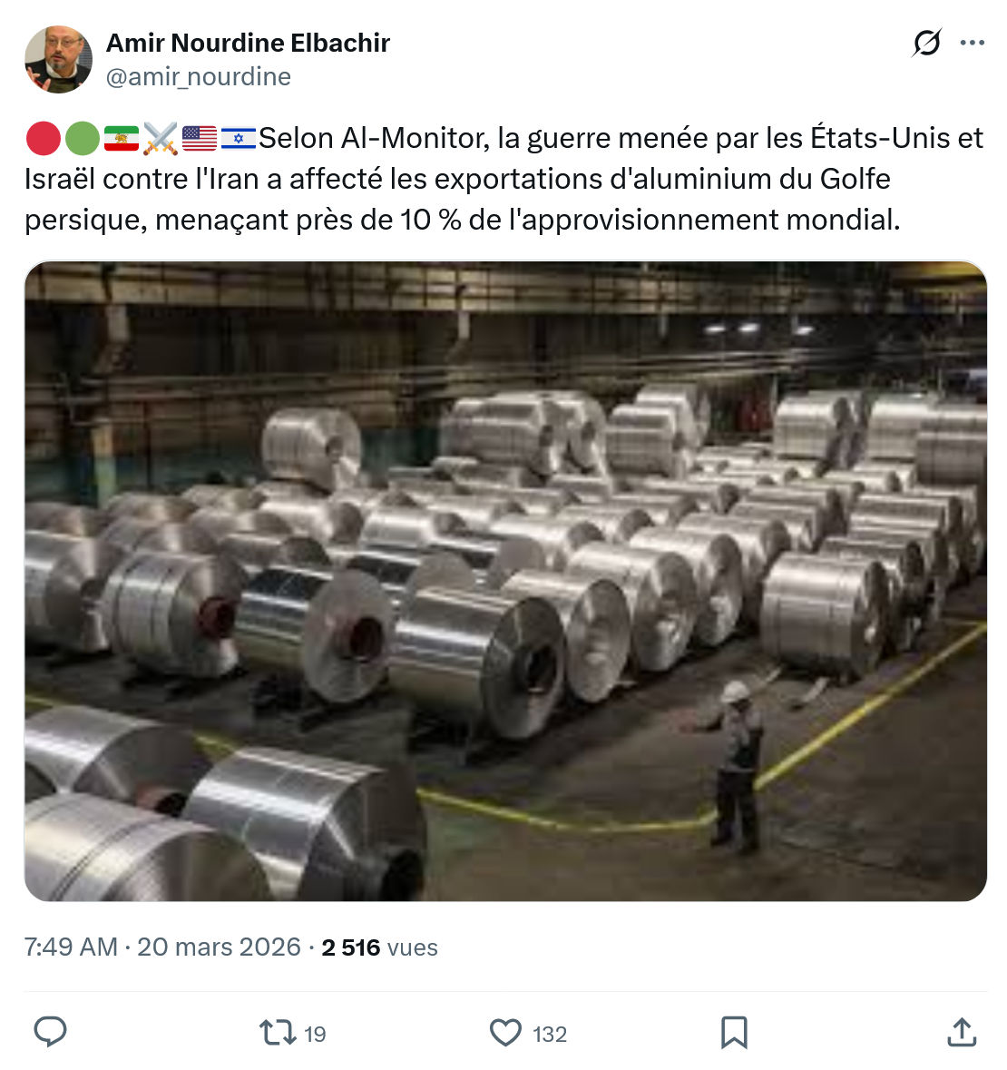 Amir Nourdine Elbachir: Selon Al-Monitor, la guerre menée par les États-Unis…