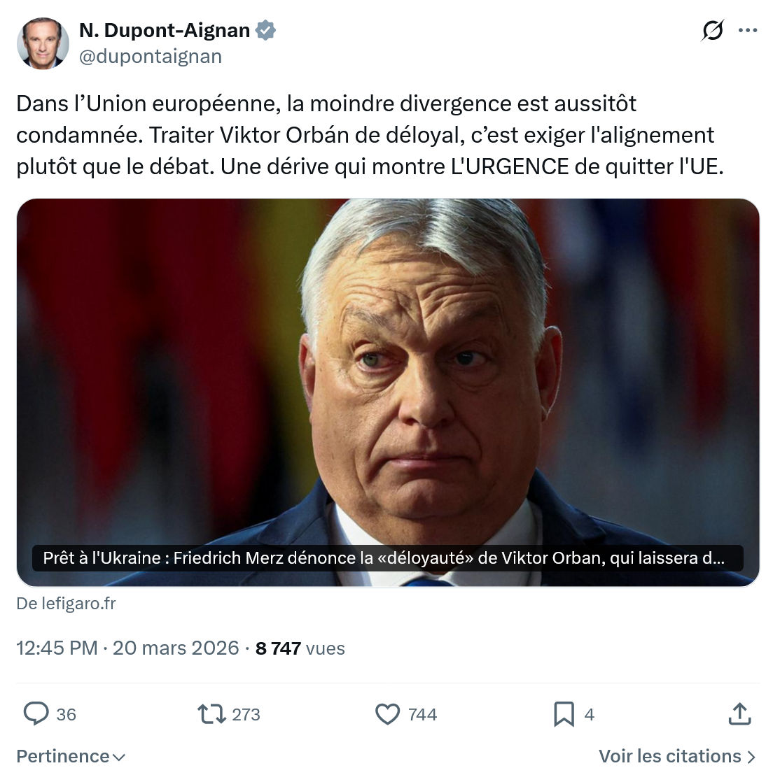 Nicolas Dupont-Aignan: Dans l’Union européenne…