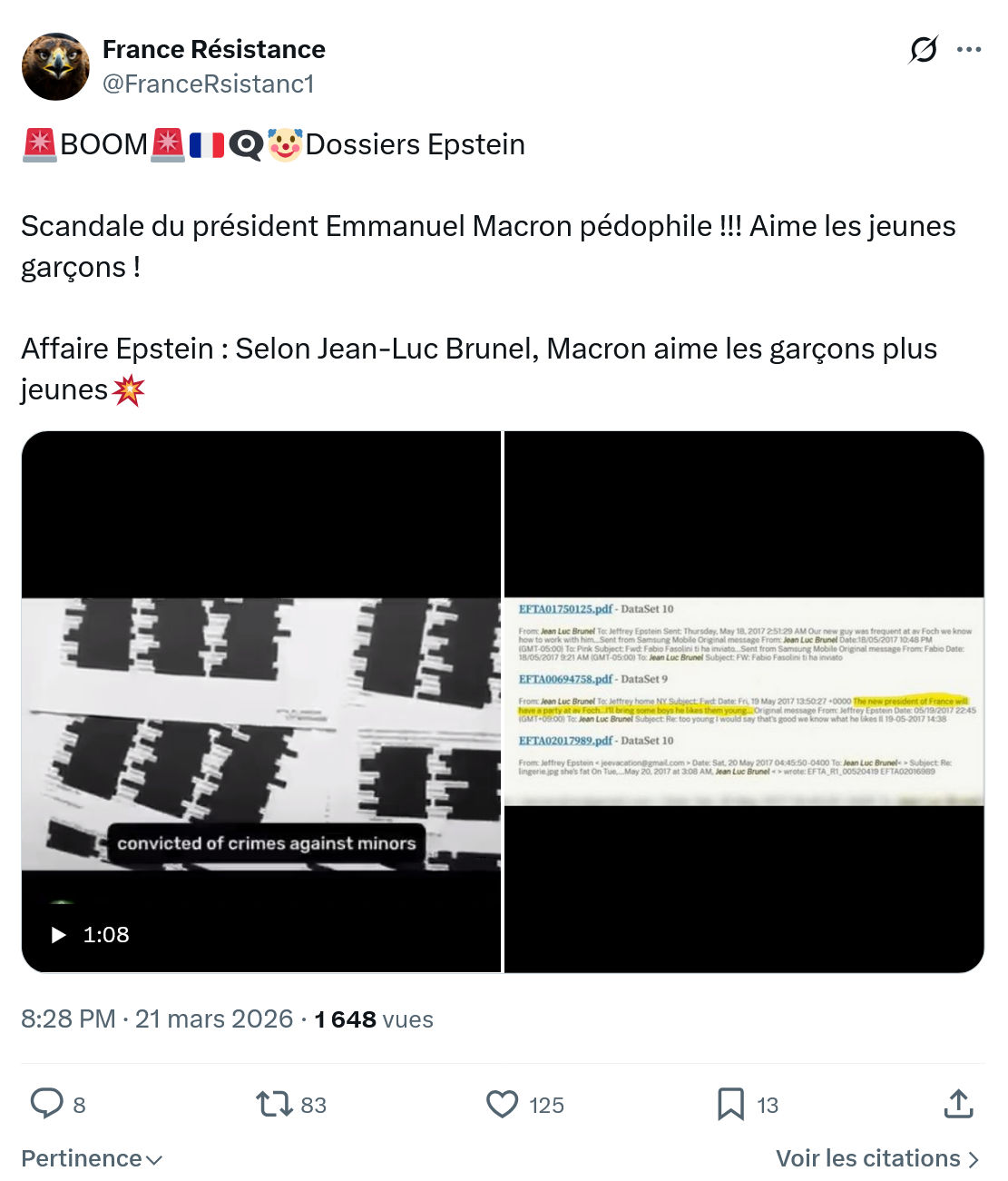 France Résistance: Dossiers Epstein…