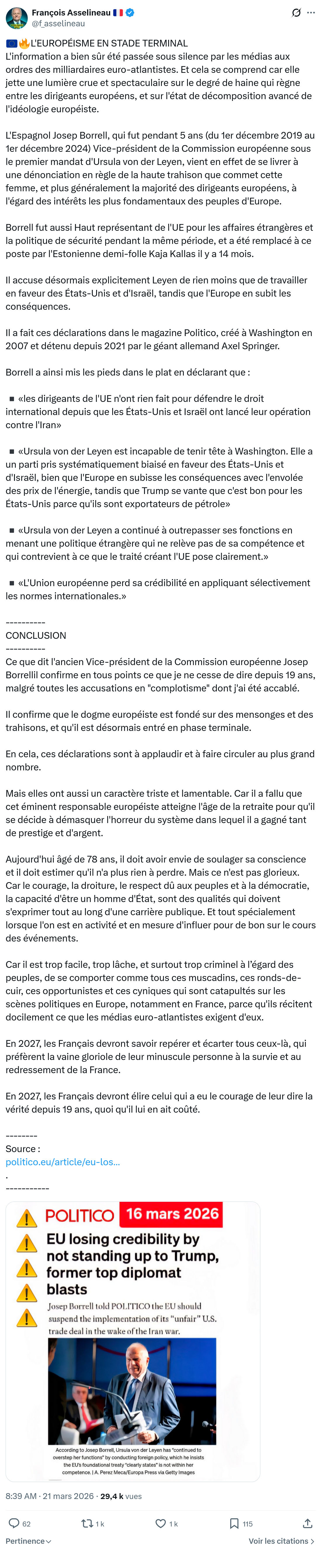 Francois Asselineau: L'EUROPÉISME EN STADE TERMINAL…