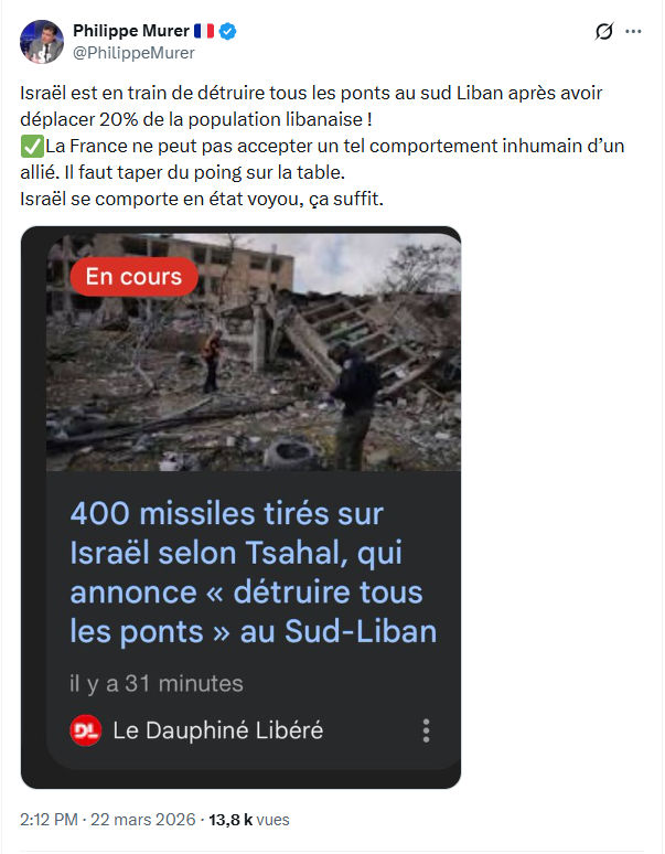 Philippe Murer: Israël est en train de détruire…