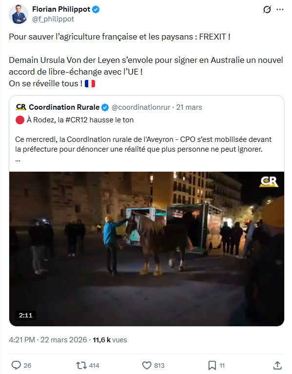 Florian Philippot: Pour sauver l’agriculture française et les paysans…