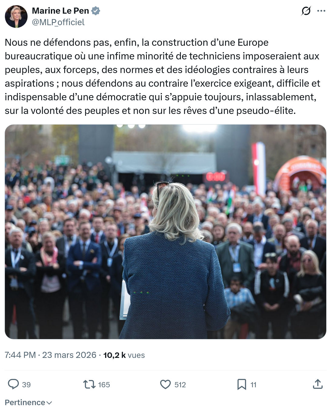 Marine Le Pen: Nous ne défendons pas…