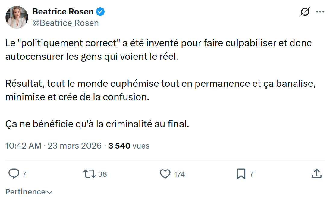 Béatrice Rosen: Le "politiquement correct" a été inventé pour faire…