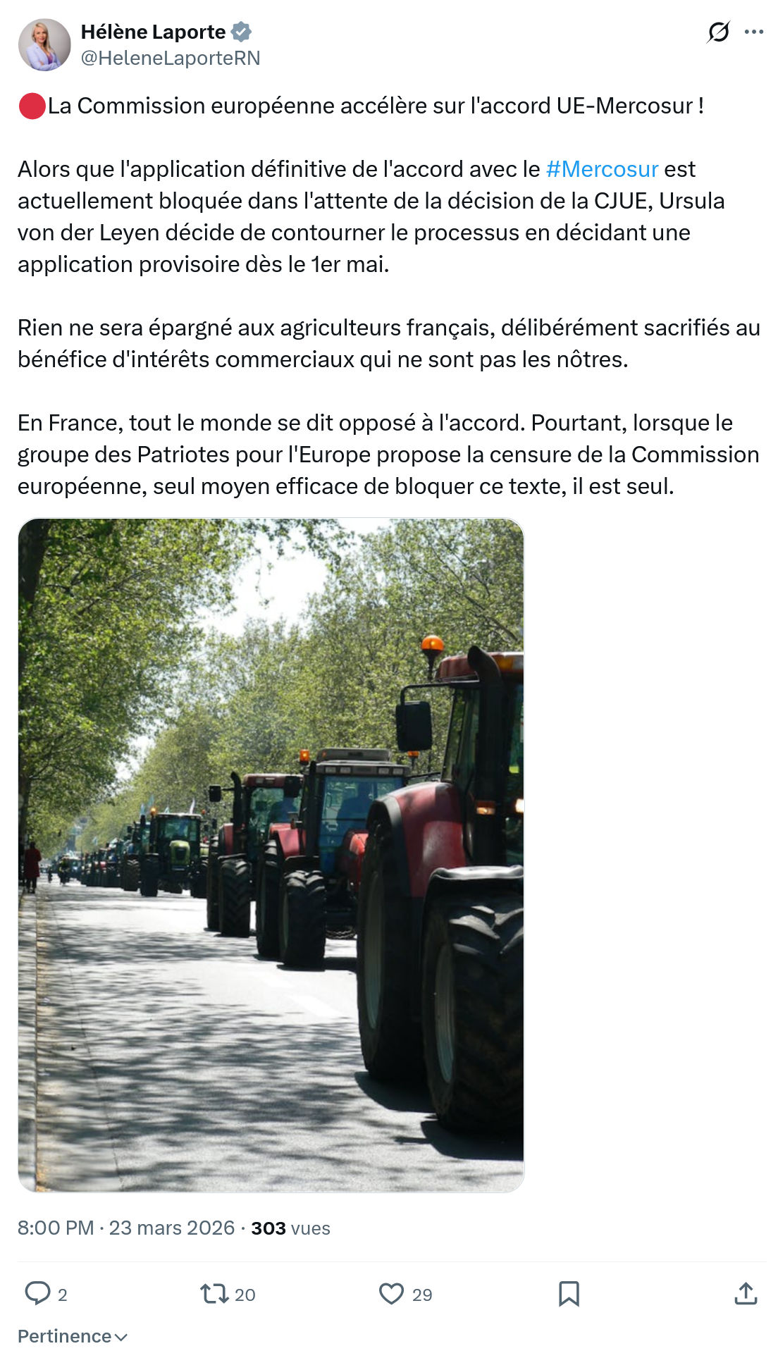 Hélène Laporte: La Commission européenne accélère…