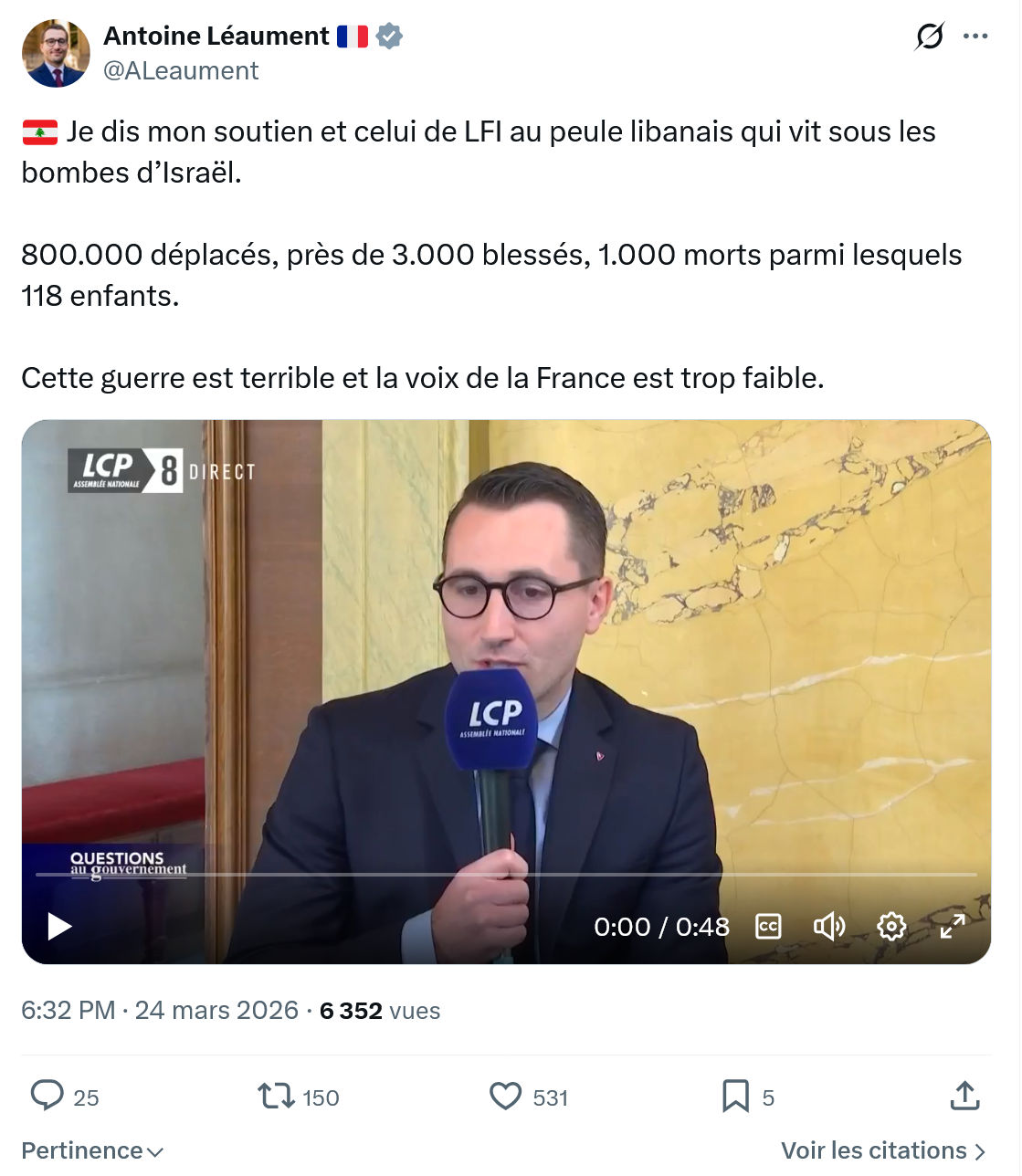 Antoine Léaument: Je dis mon soutien et celui de LFI…