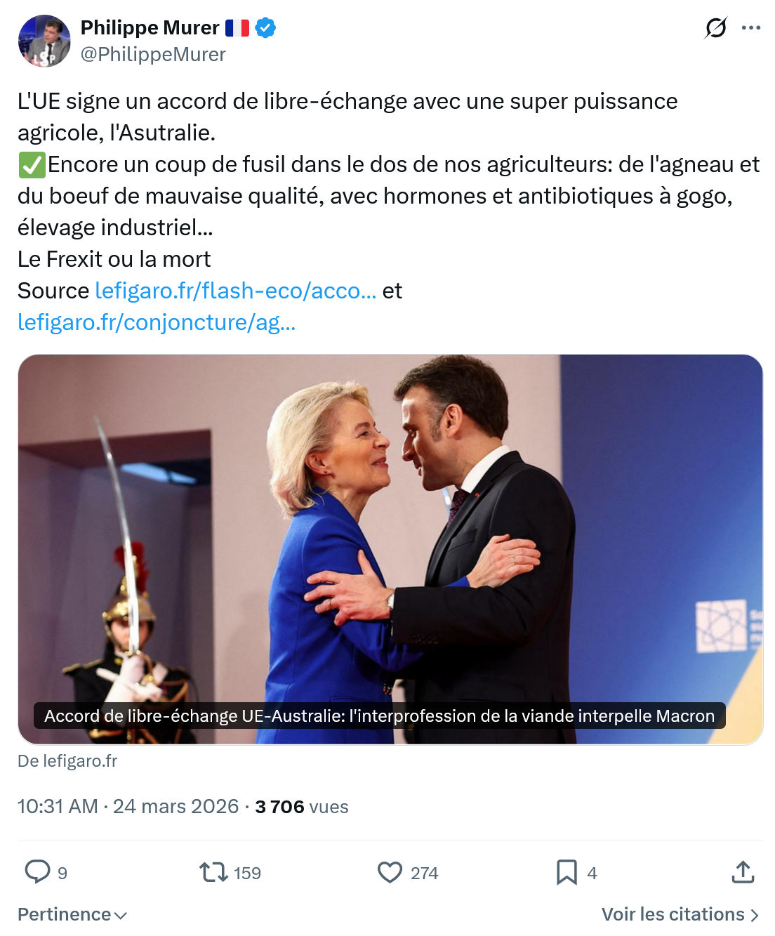 Philippe Murer: L'UE signe un accord de libre-échange avec…