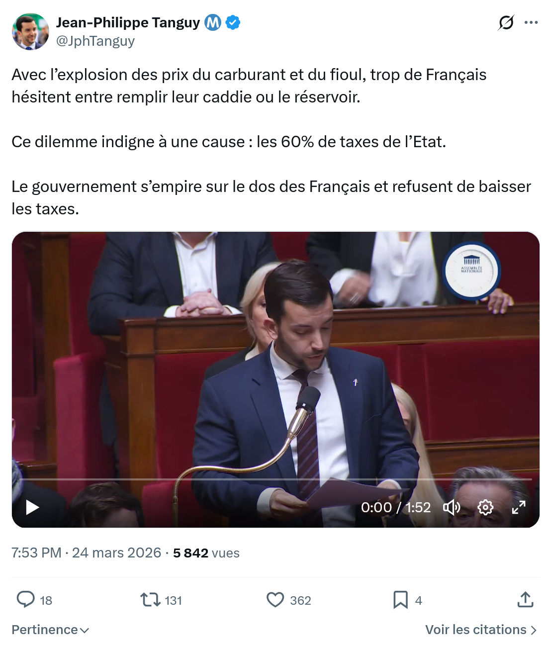 Jean-Philippe Tanguy: Avec l’explosion des prix du carburant…