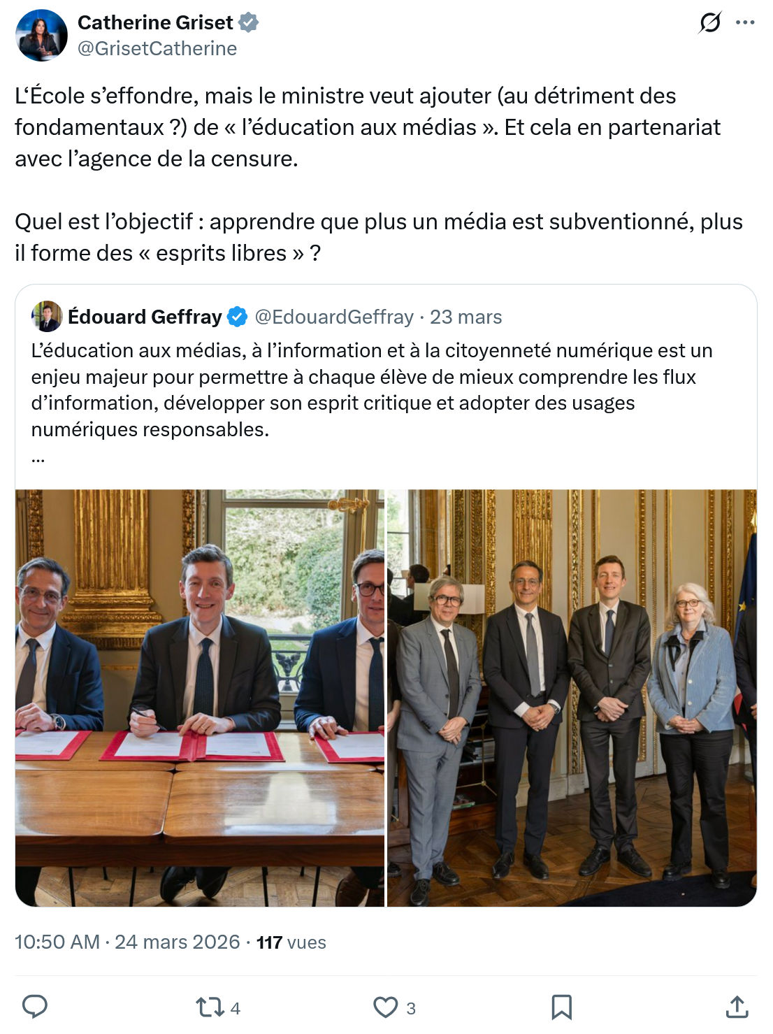 Catherine Griset: L‘École s’effondre, mais le ministre veut ajouter…