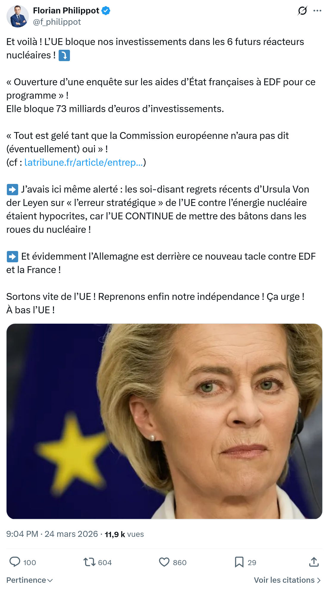 Florian Philippot: Et voilà ! L’UE bloque nos investissements…