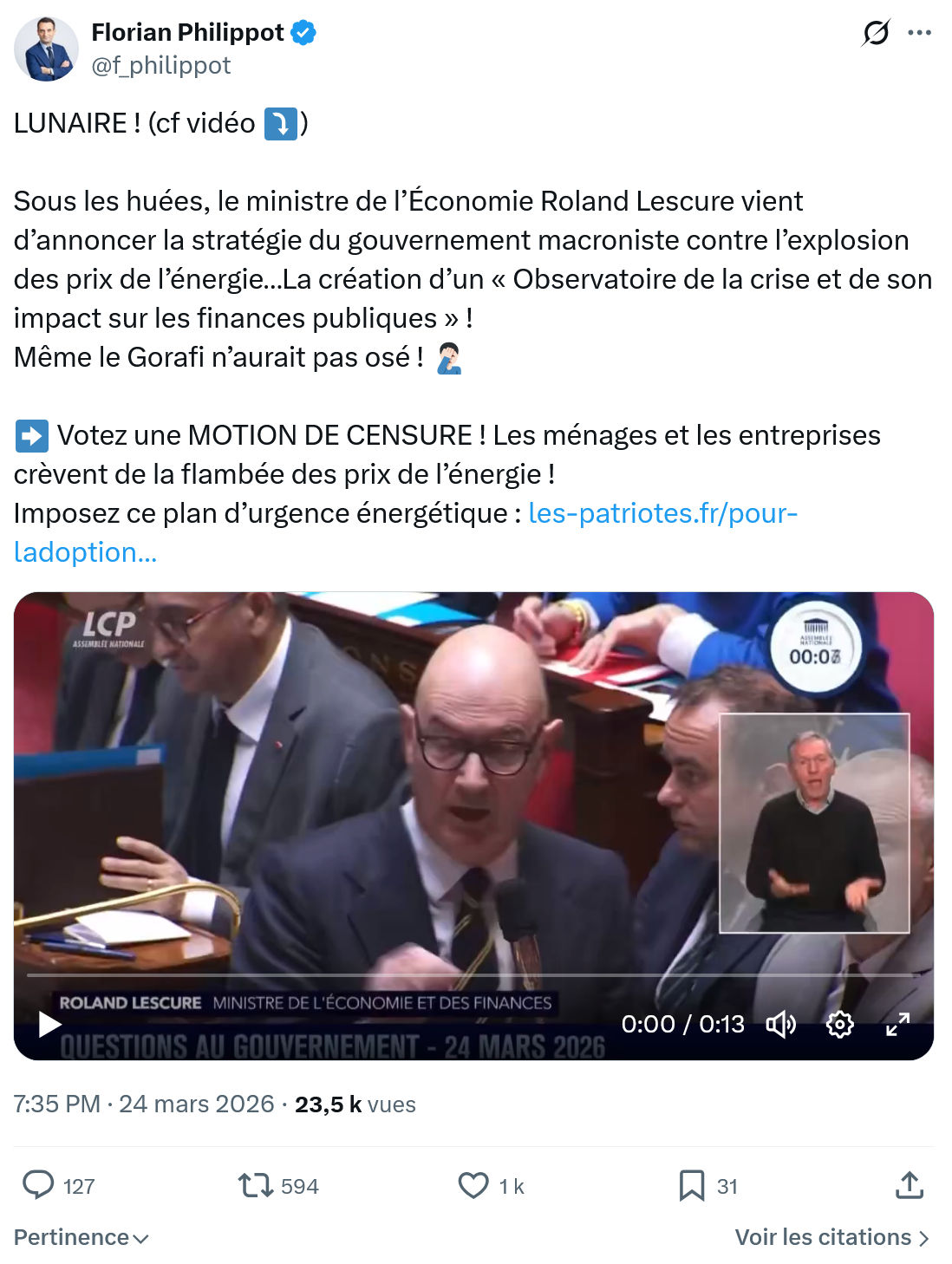 Florian Philippot: LUNAIRE…
