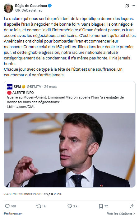 Régis de Castelnau: La raclure qui nous sert de président…