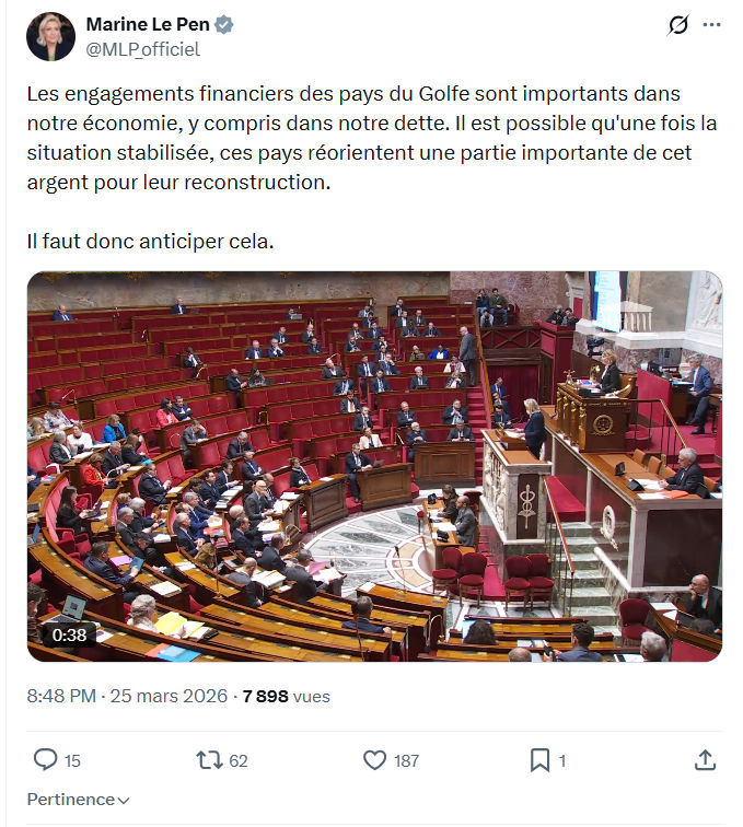 Marine Le Pen: Les engagements financiers des pays du Golfe…