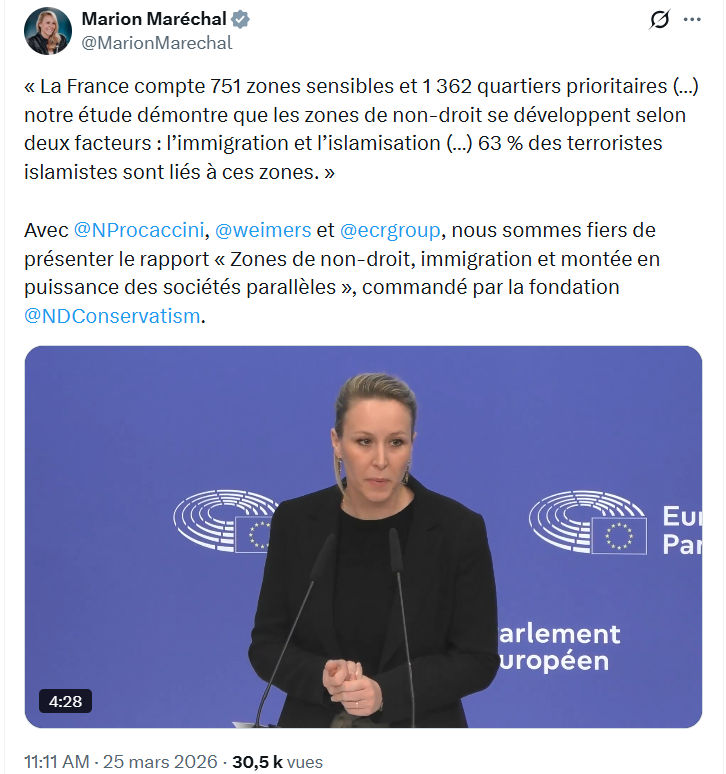 Marion Maréchal- Le Pen: La France compte 751 zones…